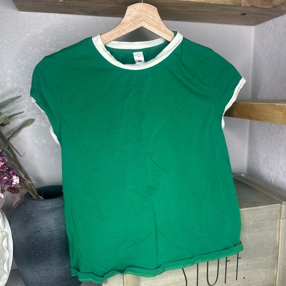 Lululemon Organic Cotton Cotton Ringer Baby Tee • Raceway Green • Sz M - Picture 2 of 4